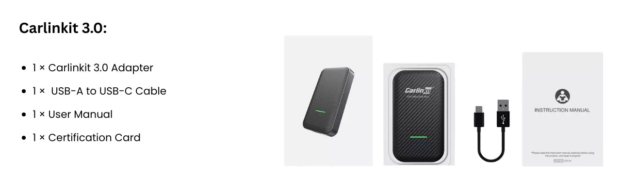 Carlinkit 3.0 Wireless CarPlay Adapter Package List